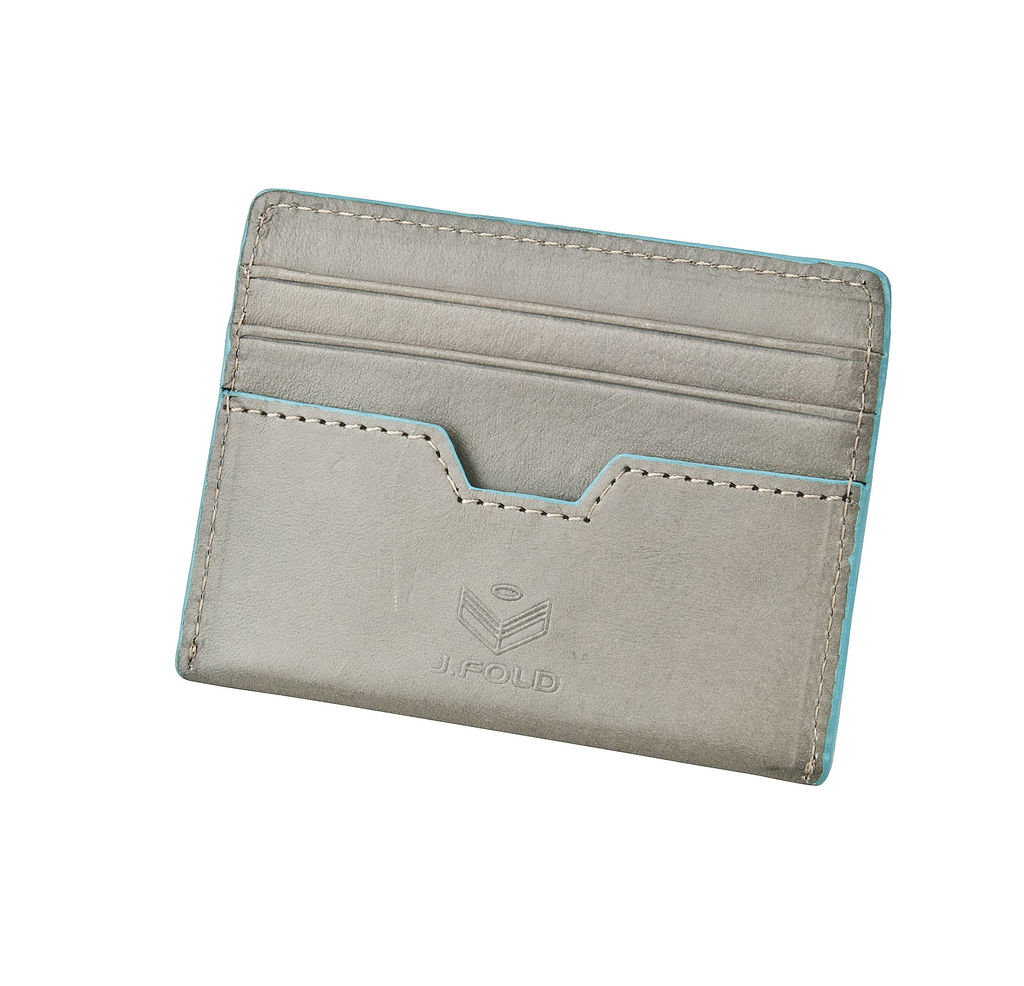 J.FOLD Tetra Flat Carrier Leather Wallet - Gray